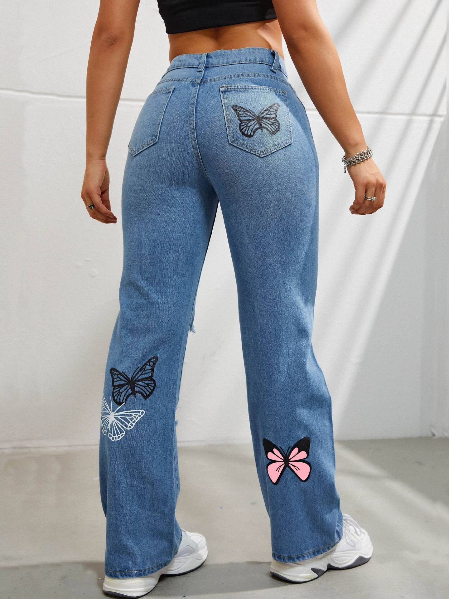 Y2K Butterfly High-Waisted Jeans
